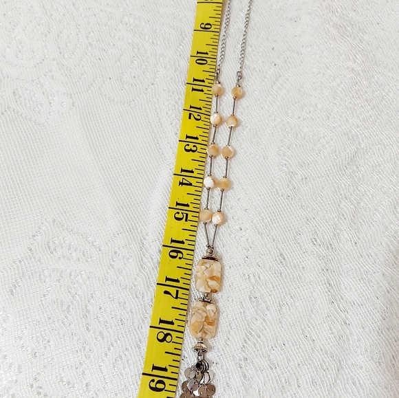 Long necklace Amber and white colors - Picture 10 of 10